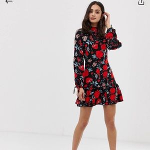 Parisian High Neck Floral Dress